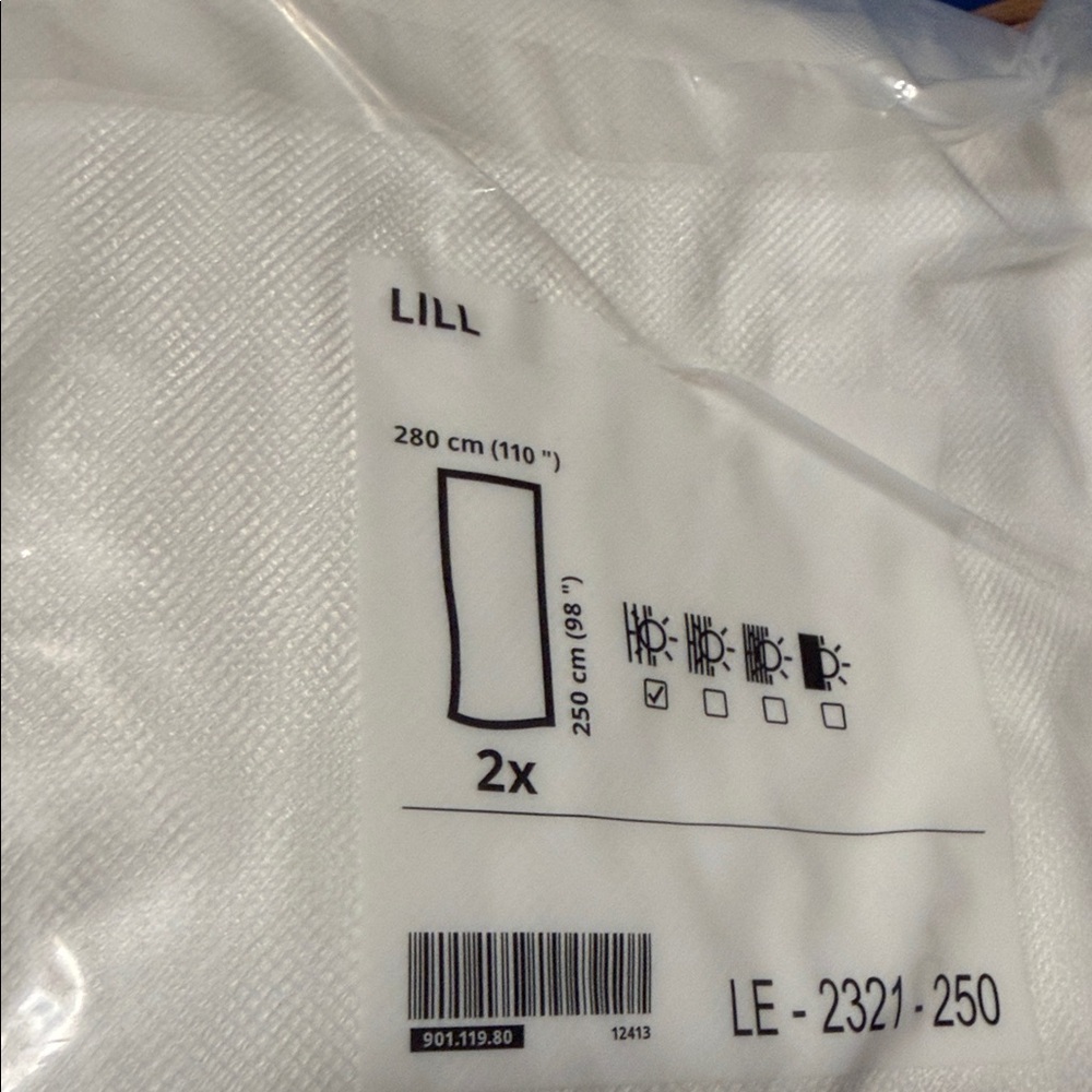 Ikea Lill White Sheer 110" x 98" Curtains 2 Panel Pack NEW